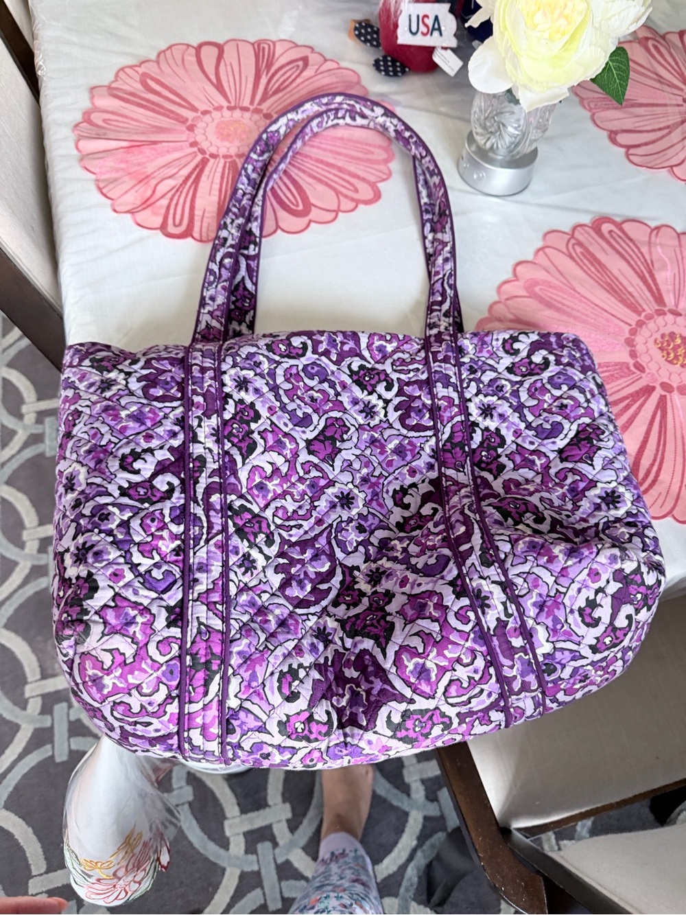Vera Bradley Purple Quilted Floral Tote - Picture 2 of 9